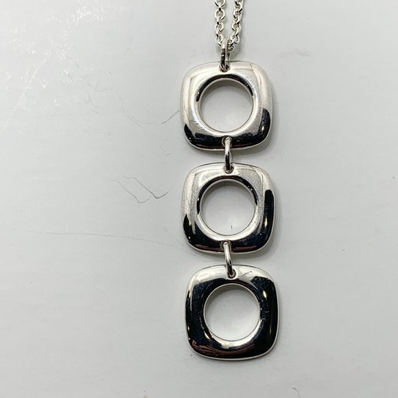 Authentic Tiffany & Co 925 Silver Triple Square Cushion Pendant Necklace - Picture 3 of 8